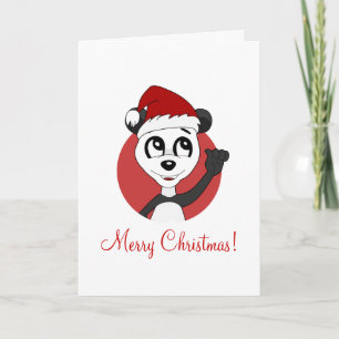 Julhälsningskort med seriefigur av panda björn helgkort