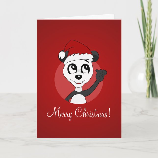 Julhälsningskort med seriefigur av panda helgkort (Framsida)