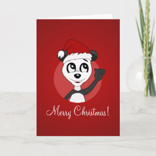 Julhälsningskort med seriefigur av panda helgkort