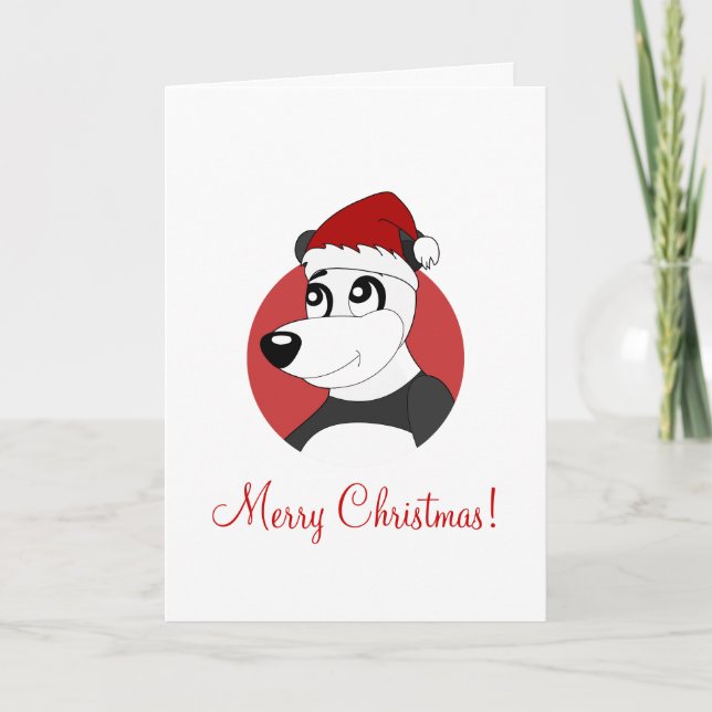 Julhälsningskort med seriefigur av panda helgkort (Framsida)