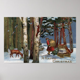 JulhälsningTomt genom skogen Poster