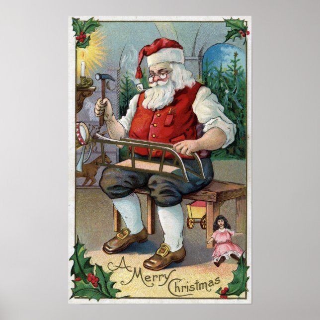 JulhälsningTomten Byggnad Sled Poster (Framsidan)