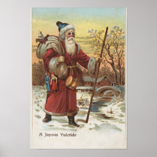 JulhälsningTomten med Walking Stick Poster