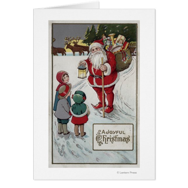 JulhälsningTomten Talking till Kids Hälsningskort (Framsidan)