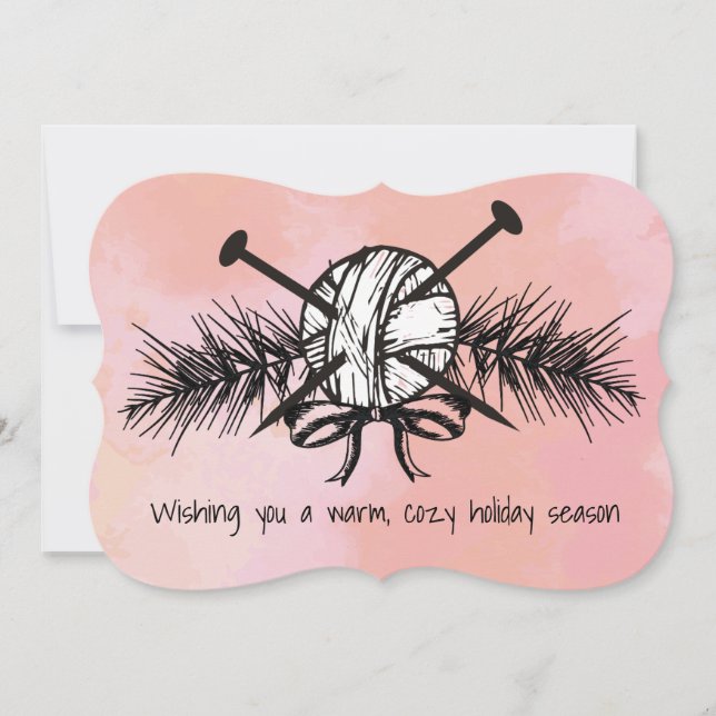 Julhandduk av garn gjord med kärlek stickande nål julkort (Framsida)