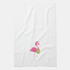 Julhandduk med den rosa flamingoen kökshandduk