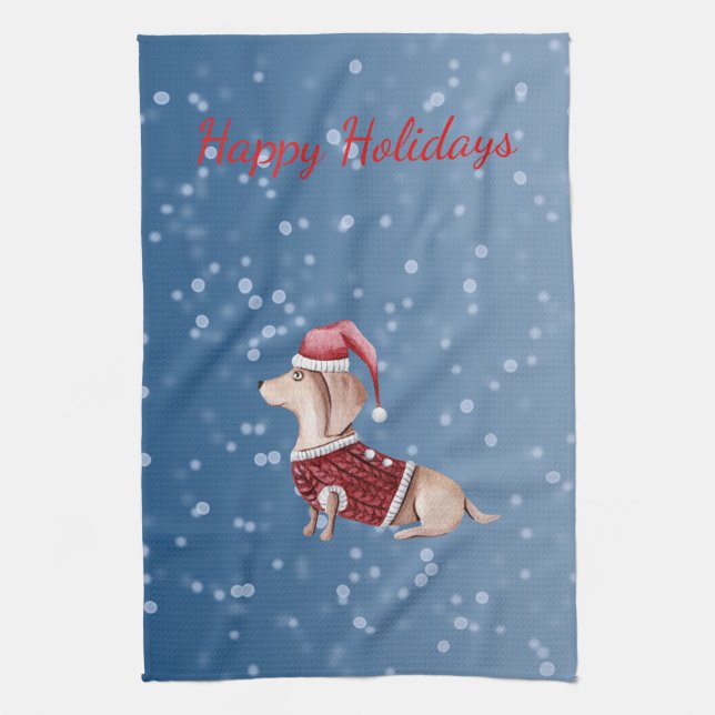 Julhanddumet Dachshund Kitchen Towel Kökshandduk (Vertikal)