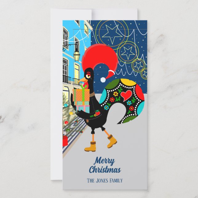 Julhandel med den portugisiska tuppen julkort (Framsida)
