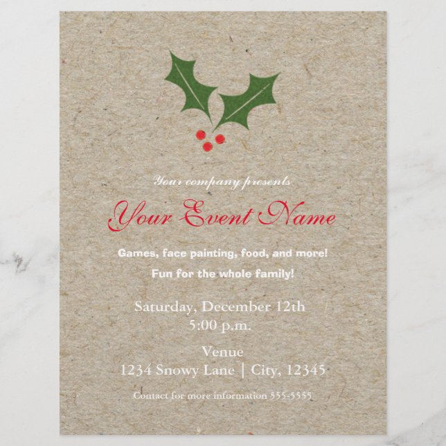 Julhändelse Affisch Holly Berry Julfirande Flyer (Framsidan)