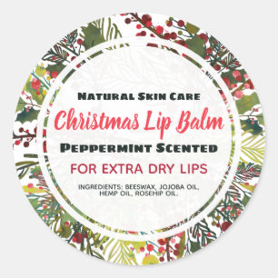 Julhandgjord Lip Balm Runt Klistermärke