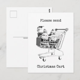 Julhandlare i kundvagn postkort vykort
