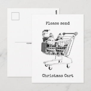 Julhandlare i kundvagn postkort vykort