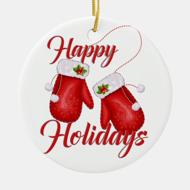 Julhandskar Glad helg Round Ornament (Framsidan)