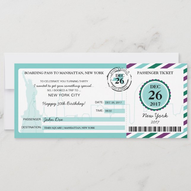 Julhandspassagerarkort till NEW YORK Inbjudningar (Framsida)