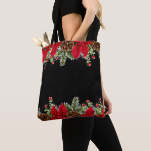 Julhandväskor med Poinsettia och Tall Tygkasse