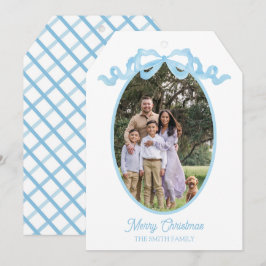 Julhängande Vattenfärgskort med Blått Band Julkort