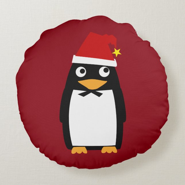 JulHanukkah judisk pingvin Yamulke Rund Kudde (Baksidan)