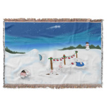 Julharen familj med snöman