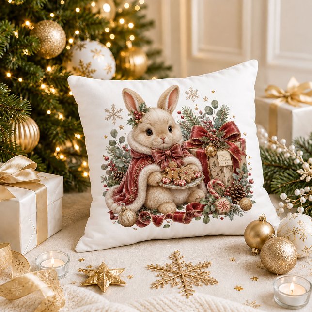 Julharen kastkudde kudde (Christmas bunny throw pillow)