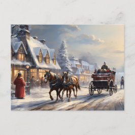 Julhäst-Drawn Carriage Street Helg Vykort