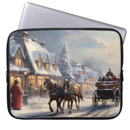 Julhäst-Drawn Carriage Street Laptop Fodral