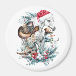 Julhäst i Santa cowboystövlar Magnet