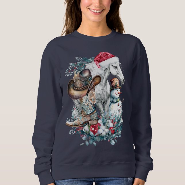 Julhäst i Santa cowboystövlar T Shirt (Framsida)