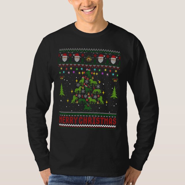 Julhäst Lover Träd Ugly Julafton Sweater T Shirt (Framsida)