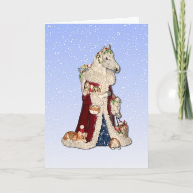 Julhäst med Corgi Elves Greeting Card Helgkort (Framsida)