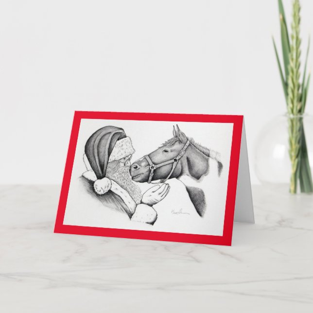 Julhäst och Jultomten Helgkort (Framsida)