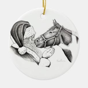 Julhäst och Jultomten Julgransprydnad Keramik