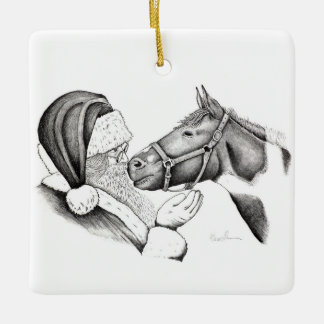 Julhäst och Jultomten Julgransprydnad Keramik