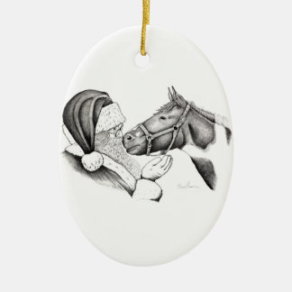 Julhäst och Jultomten Julgransprydnad Keramik