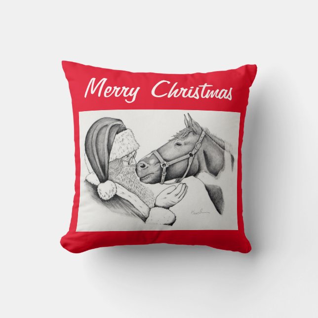 Julhäst och Jultomten Kudde (Framsida)
