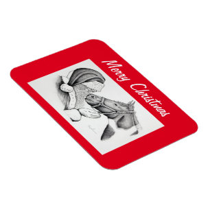 Julhäst och Jultomten Magnet