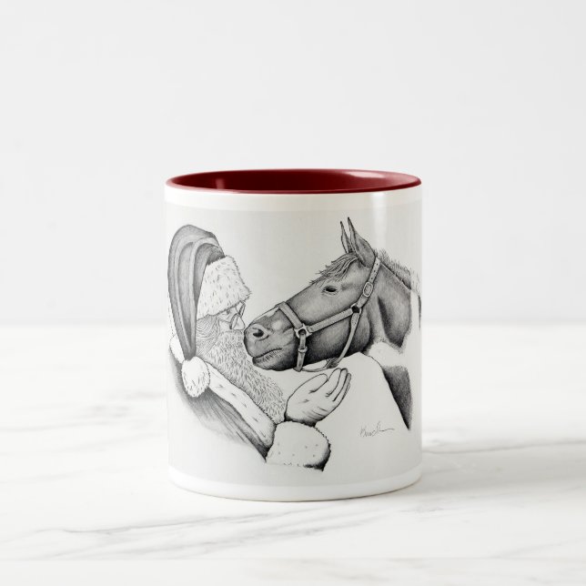 Julhäst och Jultomten Två-Tonad Mugg (Center)