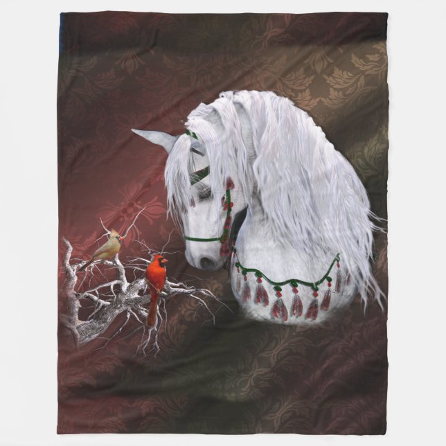 Julhäst och kardinaler Fleece Blanket (Framsidan)