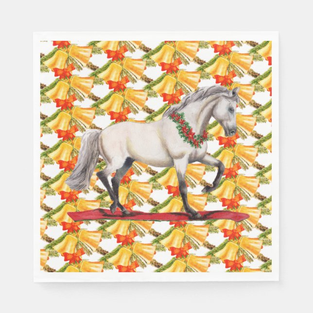 Julhäst och Klockor Original Art Design Pappersservett (Framsidan)