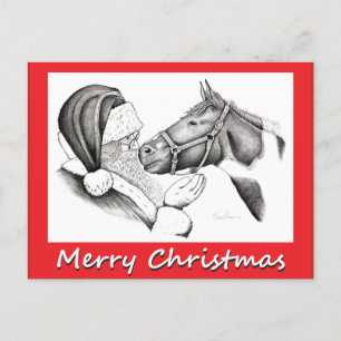 Julhäst och Saanta Claus Helg Vykort