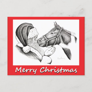 Julhäst och Saanta Claus Helg Vykort