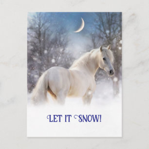 Julhäst och Snö Helg Vykort