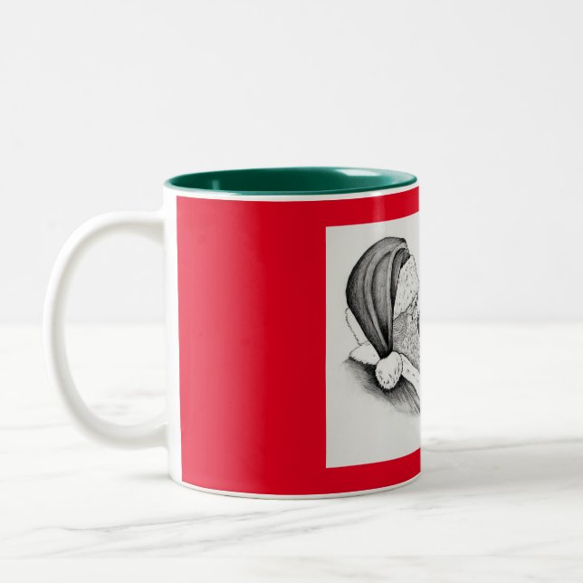 Julhäst och tomte till jul Två-Tonad mugg (Vänster)