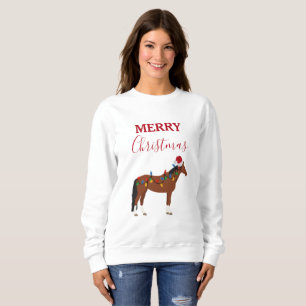 Julhäst Santa Hat Julafton Ljus T Shirt