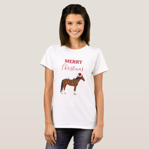 Julhäst Santa Hat Julafton Ljus T-Shirt