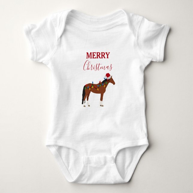 Julhäst Santa Hatt Xmas Ljus   T Shirt (Framsida)