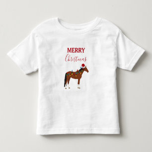 Julhäst Santa hatt Xmas-ljus T Shirt