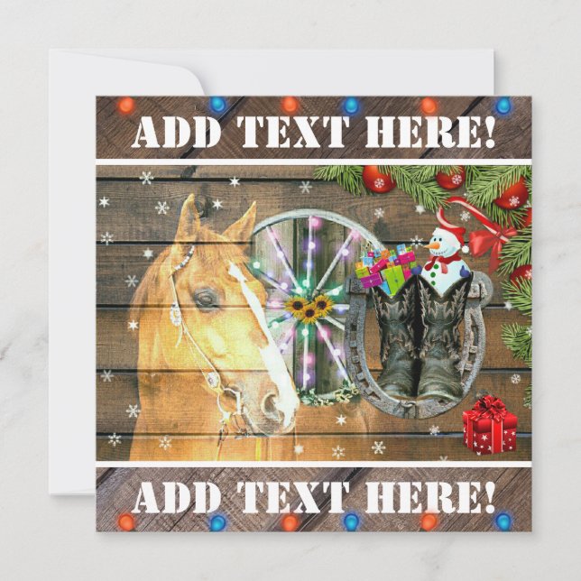 Julhäst Wagon Wheel CowboyBoots Garland Meddelande (Framsida)