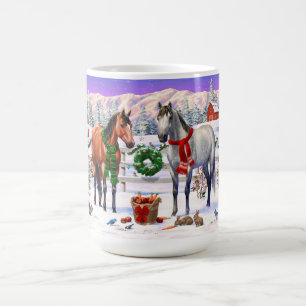 Julhästar i Snö Kaffemugg