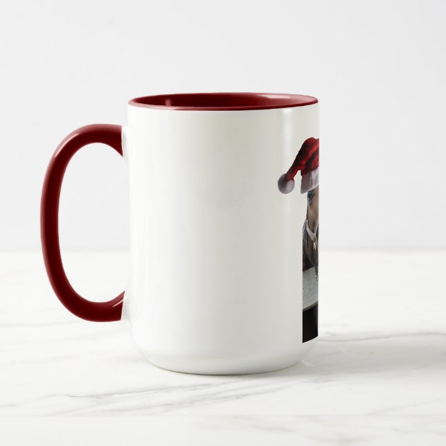 Julhästar med Jultomten Hatt Mugg (Vänster)