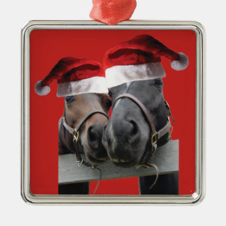 Julhästar med Jultomten Julgransprydnad Metall